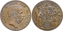 Kupfer-Gedenkmünze In 5 Mark Größe, 1889, Albert, Zur 800-Jahrfeier Des Hauses Wettin, Kl. Rf.,... - Autres & Non Classés