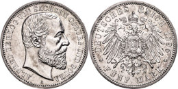 5 Mark, 1895, Alfred, Kl. Kratzer Und Rf., Vz., Katalog: J. 146 Vz5 Mark, 1895, Alfred, Small Scratch And Edge... - Autres & Non Classés