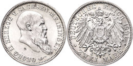 2 Mark, 1901, Georg II., Zu, 75. Geburtstag, Avers Leicht Berieben, St., Katalog: J. 149 St2 Mark, 1901, Georg... - Autres & Non Classés