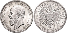 5 Mark, 1898, Georg, Vz-st., Katalog: J. 165 Vz-st5 Mark, 1898, Georg, Extremly Fine To Uncirculated.,... - Autres & Non Classés