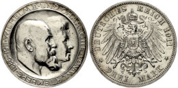 3 Mark, 1911, Wilhelm II., Variante Mit Hohem Querstrich, J. 177b, Kl. Rf., Vz+., Katalog: J. 177b 3 Mark,... - Autres & Non Classés