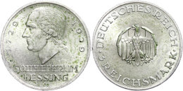 3 Reichsmark, 1929 A, Gott. Ephraim Lessing, Etw. Grünspan, Winz. Rf., Vz+., Katalog: J. 335 3 Reichmark,... - Autres & Non Classés