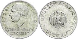 3 Reichsmark, 1929 D, Gott. Ephraim Lessing, Etw. Grünspan, Winz. Rf., Ss-vz., Katalog: J. 335 Ss-vz3... - Autres & Non Classés