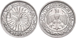 50 Reichspfennig, 1936, J, Ss-vz., Katalog: J. 324 Ss-vz50 Reichs Penny, 1936, J, Very Fine To Extremly Fine.,... - Autres & Non Classés