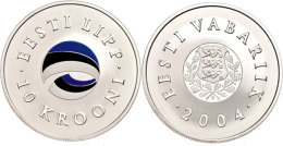 10 Krooni, 2004, 120 Jahre Nationalflagge Von Estland (Tampondruck), KM 40, Schön 40, Im Etui Mit Kapsel... - Estonie