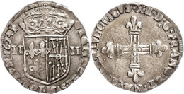 1/4 Écu De Navarre (9,53g), 1624, Louis XIII., Dunkle Patina, Ss.  Ss1 / 4 Écu De Navarre (9,... - Autres & Non Classés