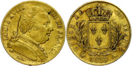 20 Francs, Gold, 1815, Louis XVIII., Mzz A Paris, Fb. 525, Gadoury 1026, Ss.  Ss20 Franc, Gold, 1815, Louis... - Autres & Non Classés