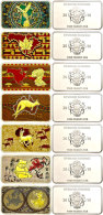 7 X 1000 Francs, 2014, Silberbarrenmünzen Mit Gold- Und Farbapplikation, Global-Art-Collection In Aufwendiger... - Gabon