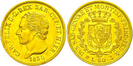 Sardinien, 80 Lire, Gold, 1830, Karl Felix, Münzzeichen Anker, Fb 1133, Vz  VzSardinia, 80 Liras, Gold,... - Autres & Non Classés