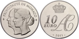 10 Euro, 2011, Albert II., Auf Die Hochzeit, Auflage Nur 4000 Stück!, Mit Zertifikat In Schatulle Und OVP, PP.... - Autres & Non Classés