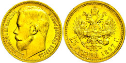 15 Rubel, Gold, 1897, Nikolaus II., St. Petersburg, Fb. 177, Bitkin 2, Ss-vz.  Ss-vz15 Rouble, Gold, 1897,... - Russie