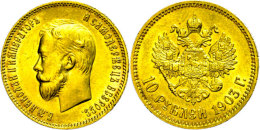 10 Rubel, Gold, 1903, Nikolaus II., St. Petersburg, Fb. 179, Bitkin 11, Ss-vz.  Ss-vz10 Rouble, Gold, 1903,... - Russie