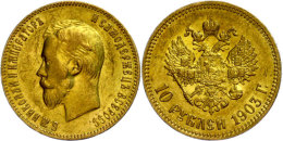 10 Rubel, Gold, 1903, Nikolaus II., St. Petersburg, Fb. 179, Bitkin 11, Ss.  Ss10 Rouble, Gold, 1903, Nikolaus... - Russie