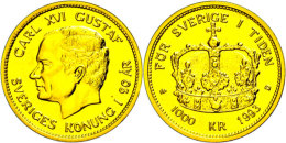 1000 Kronen, Gold, 1993, 20 Jahre Thronbesteigung, Ca. 5,22g Fein, KM 883, Im Blister, St.  St1000 Coronas,... - Suède