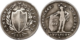 Tessin, Franken, 1813, Mit Stern, HMZ 2-925a, Ss.  SsTicino, Franc, 1813, With Star, HMZ 2-925a, Very Fine.  Ss - Autres & Non Classés
