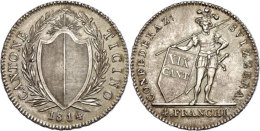 Tessin, 4 Franken, 1814, Ohne Stern, HMZ 2-923b, Schöne Patina, Ss-vz  Ss-vzTicino, 4 Franc, 1814, Without... - Autres & Non Classés