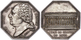 Frankreich, Louis XVIII., Oktogonaler Silberjeton (ca. 33,10x33,10mm, Ca. 17,44g), 1824, Von N Tiolier. Av: Kopf... - Autres & Non Classés
