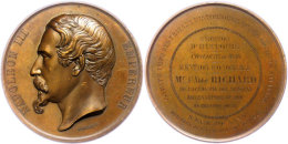 Frankreich, Napoleon III., Bronzemedaille (Dm. Ca. 68,90mm, Ca. 145,01g), 1860, Von F. Domard. Av: Kopf Nach Links,... - Autres & Non Classés