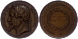 Frankreich, Napoleon III., Bronzemedaille (Dm. Ca. 32mm, Ca. 9,54g), 1869, Von Borrel. Av: Kopf Nach Links, Darum... - Autres & Non Classés