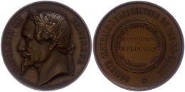 Frankreich, Napoleon III., Bronzemedaille (Dm. Ca. 32mm, Ca. 9,54g), 1869, Von Borrel. Av: Kopf Nach Links, Darum... - Other & Unclassified