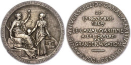 Frankreich, Silbermedaille (Dm. Ca. 42,10mm, Ca. 48,34g), 1869, Von O. Roty, Auf Die Eröffnung Des Suezkanals.... - Autres & Non Classés