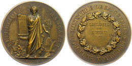 Frankreich, Bronzemedaille (Dm. Ca. 69mm, Ca. 129,08g), 1870, Von Oudiné. Av: Stehende Republik Von Vorn... - Other & Unclassified