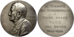 Belgien, Versilberte Bronzemedaille (Dm. Ca. 65,70mm, Ca. 109,06g), 1904, Von G. Devreese, Auf Pierre Tack. Av:... - Autres & Non Classés