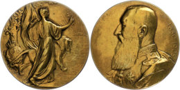 Belgien, Leopold II., Bronzemedaille (Dm. Ca. 70,50mm, Ca. 132,80g), 1905, Von G. Devreese, Auf 75 Jahre... - Autres & Non Classés