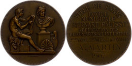 Frankreich, Bronzemedaille (Dm. Ca. 41,50mm, Ca. 43,44g), 1907, Von J. Langrange. Av: Sitzende, Zeichnende... - Autres & Non Classés