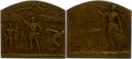 Frankreich, Rechteckige Bronzeplakette (ca. 50,50x45,80mm, Ca. 58,24g), O.J., Von E. Télier. Av: Stehender... - Autres & Non Classés
