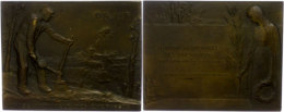 Frankreich, Rechteckige Bronzeplakette (ca. 64,60x51,10mm, Ca. 89,55g), 1916, Von Ch. Foerster. Av: Bahnarbeiter... - Autres & Non Classés