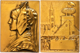 Frankreich, Rechteckige Bronzeplakette (ca. 68,10x51mm, Ca. 151,01g), O.J., Von Prud'homme. Av: Brustbild Einer... - Autres & Non Classés
