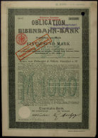 Frankfurt/Main 1899, Eisenbahn-Bank Frankfurt Am Main, 4%-Obligation über 1000 Mark, Leichte Alters- Und... - Non Classés