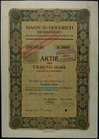 Rostock 1920, Mahn & Ohlerich Bierbrauerei AG Zu Rostock I. M., 1. Oktober 1920, Aktie über 1000 Mark.... - Non Classés