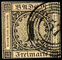 1 Kr. Schwarz Auf B-Papier Tadellos Gestempelt Mit Fünfringstempel "57", Mi. 320,--, Katalog: 1b O1 Kr.... - Autres & Non Classés