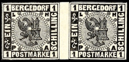 1 Sch. Schwarz Auf Weiß, Waagerechtes Zwischenstegpaar, Tadellos Postfrisch, Mi. 320.-, Katalog: 2ZW **1... - Bergedorf