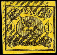 "4" - Blankenburg, Recht Klar Und Fast Zentrisch In Schwarz Auf Vollrandiger 1 Sgr. Schwarz Auf Lebhaftgraugelb,... - Brunswick