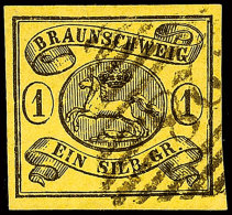 "28." - Königslutter, Klar In Schwarz Auf Voll- Bis Breitrandiger 1 Sgr. Schwarz Auf Lebhaftgraugelb, Bugspur,... - Brunswick