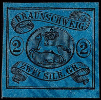 "38" - Schoeppenstedt, Recht Klar In Blau Auf 2 Sgr. Schwarz Auf Blau, Voll- Bis Breitrandig, Pracht, Katalog: 7a... - Brunswick