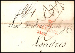 1817, Brief Mit Dem Seltenen Roten "Turmstempel" Von "HAMBURG / 21.JAN 1817" Nach London, Mittig Waagerecht... - Hambourg