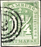 1 1/4 S. Lebhaftgraugrün, Gestempelt, Pracht, Signiert Richter Und Bühler, Katalog: 8b O1 + S. Bright... - Hambourg