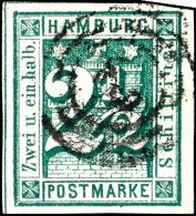 1 1/4 S. Grau Und 2 1/2 S. Dunkelgrün, Zwei Breitrandige, Gestempelte Prachtstücke, 280,-, Katalog: 8c/9... - Hambourg