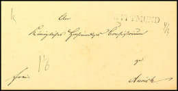 1820 (ca.), L1 "Wittmund" In Schwarz Und Hds. Datum 4/3 Auf Faltbriefhülle Nach Aurich, Unten Aktenschnitt ... - Hanovre