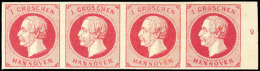 1 Gr. König Georg V., A-Farbe, Postfrisch/ungebrauchter Viererstreifen Vom Rechten Bogenrand Mit RZ "9",... - Hanovre