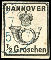 1/2 Gr. Schwarz Tadellos Gestempelt, Tiefst Gepr. Pfenninger, Mi. 250,-, Katalog: 17y O1 / 2 Gr. Black Neat... - Hanovre