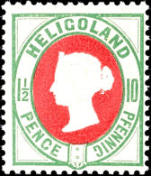 1 1/2 P./10 Pfg. Hellgrün/hellrot, Postfrisch, Kabinett, Signiert Lemberger BPP, Katalog: 14d **1 + P. /... - Héligoland