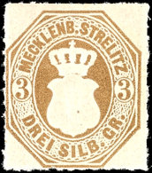 3 Sgr. Schwärzlichbraunocker, Postfrisch, Kabinett, Unsigniert, Katalog: 6 **3 Sgr. Blackish Brown-ochre,... - Mecklenbourg-Strelitz