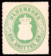 1/3 Gr. Grün Mit Durchstich A Tadellos Ungebraucht, Mi. 250.-, Katalog: 15A *1 / 3 Gr. Green Rouletted A... - Oldenbourg