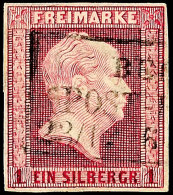 1 Sgr. Dunkellilarot Auf Weißem Papier Ohne Wz., Probedruck 1856, Allseits Vollrandiger Schnitt, Marke Echt... - Autres & Non Classés