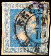 2 Sgr. Blau, Vollrandiges, Gestempeltes Kabinettstück, Mi. 110.-, Katalog: 7a O2 Sgr. Blue, Having Full... - Autres & Non Classés